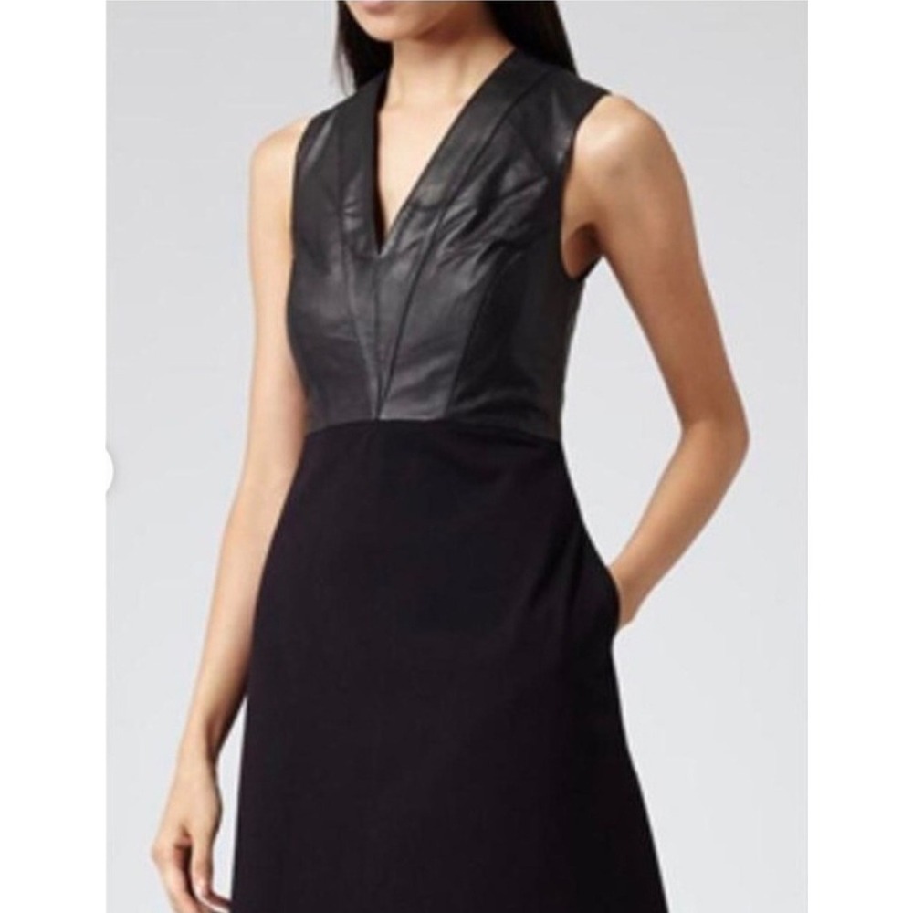 Reiss Tennyson Black Leather Dress Size 8